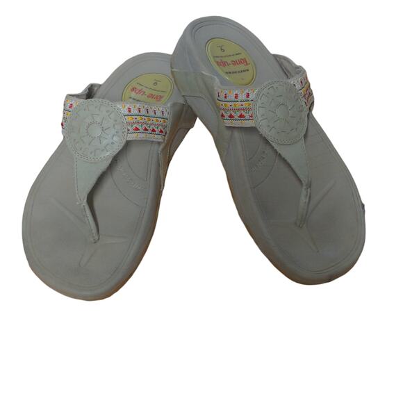 Skechers Natural Cali Tone Ups Sandals Flip Flops Boho Toe Post Thong - Size 9 - Picture 1 of 13